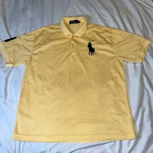 Polo Ralph Lauren Shirt Mens XL Yellow Big Pony Embroidery Pique Rugby Cotton